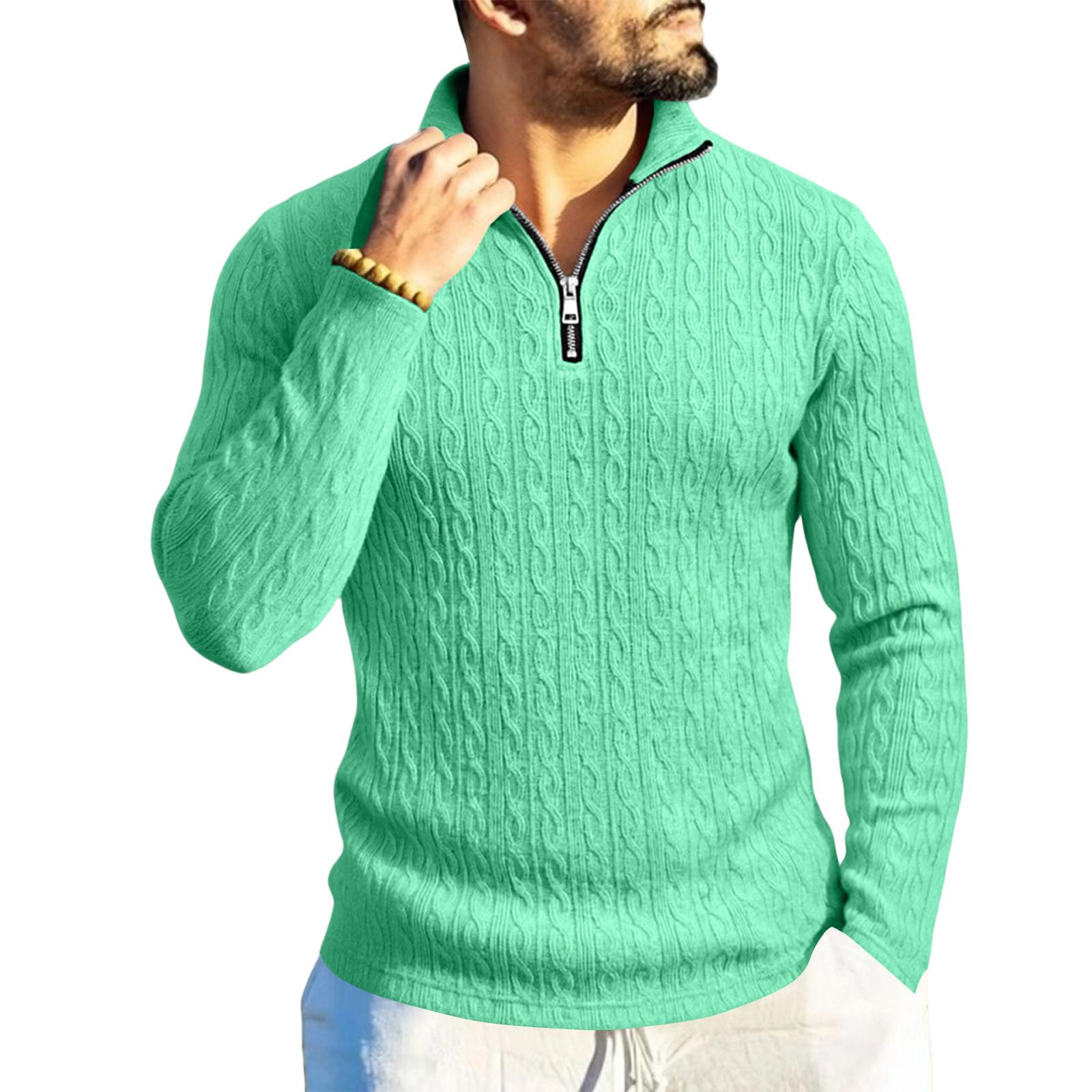 

Чоловіча повсякденна сорочка з блискавкою на чверть, топ з довгим рукавом XXL