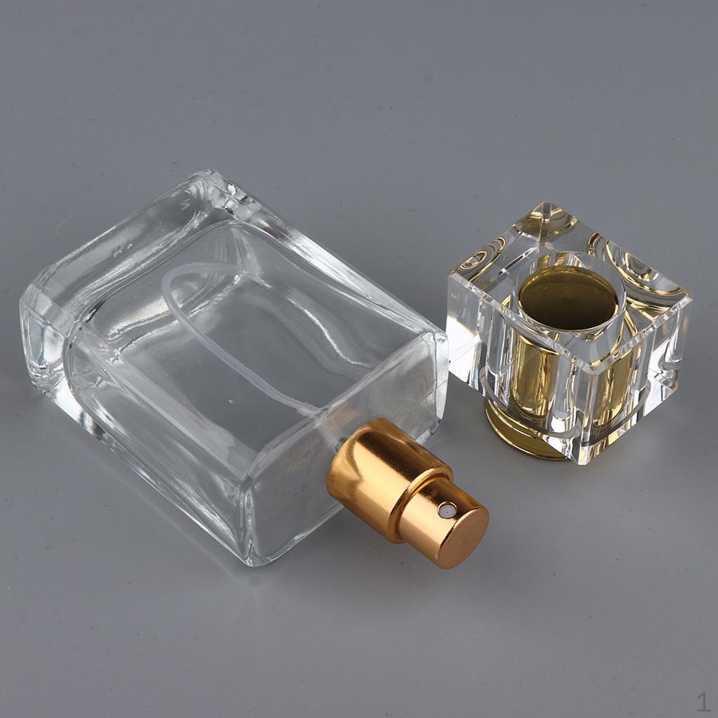 Square Glass Empty Refillable Replacement Perfume or Bottle with Spray Applicator & Cap