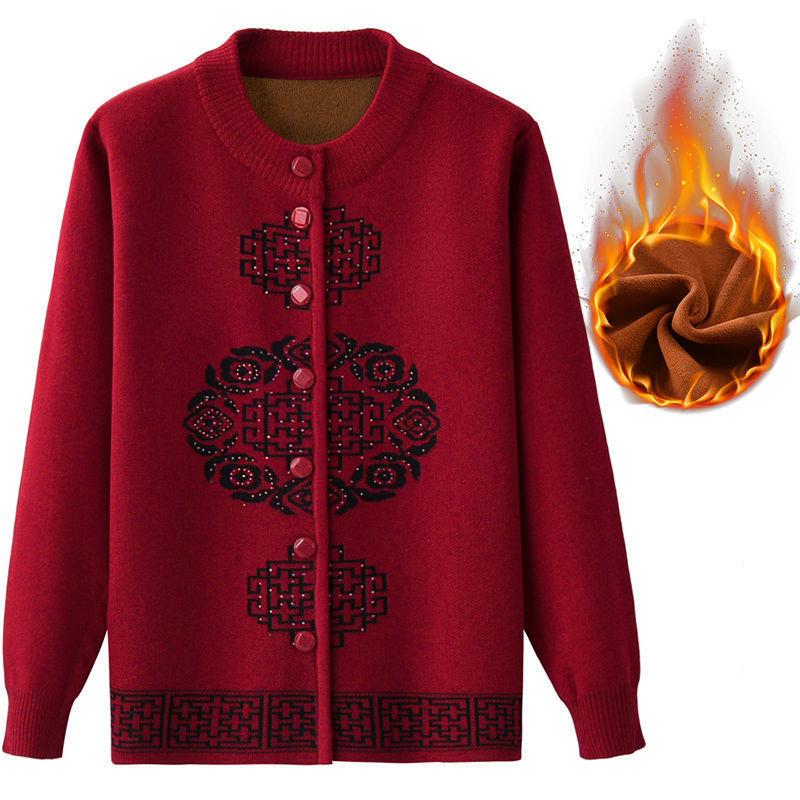 

Зимнее женское термобелье плюс бархатный толстый свитер, пальто, одежда среднего и пожилого возраста XXXXXL малиновый