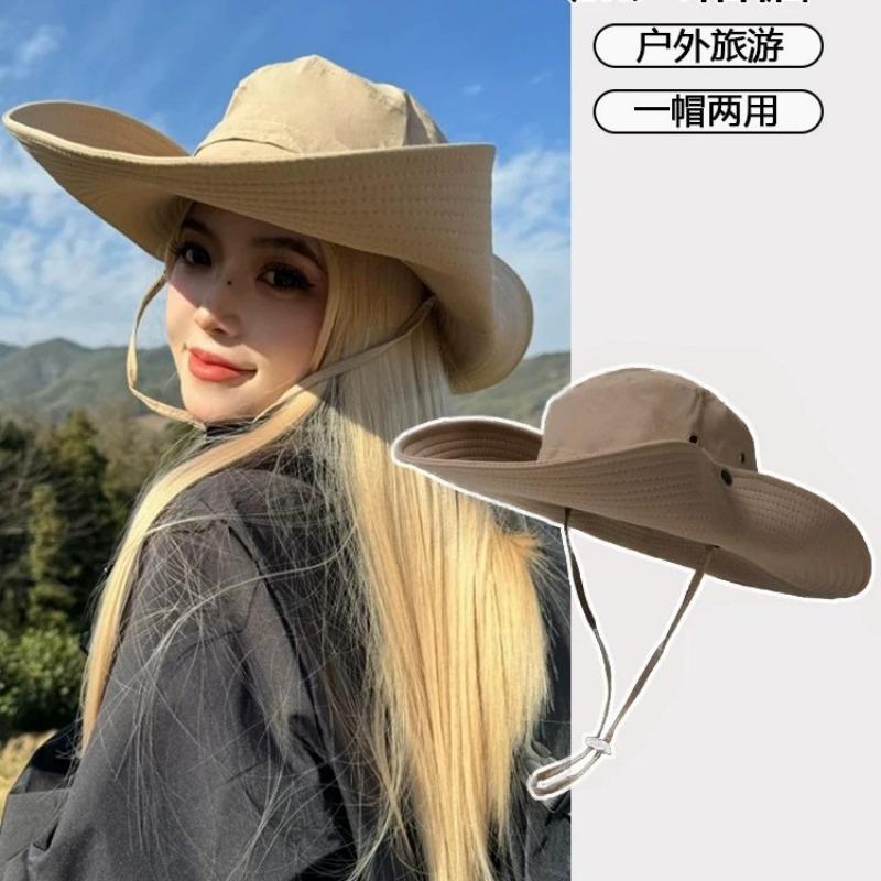 Vintage Eaves Mountaineering Hat Women's Summer Outdoor Camping Visor Western Cowboy Hat Simple Sun Protection Fisherman Hat