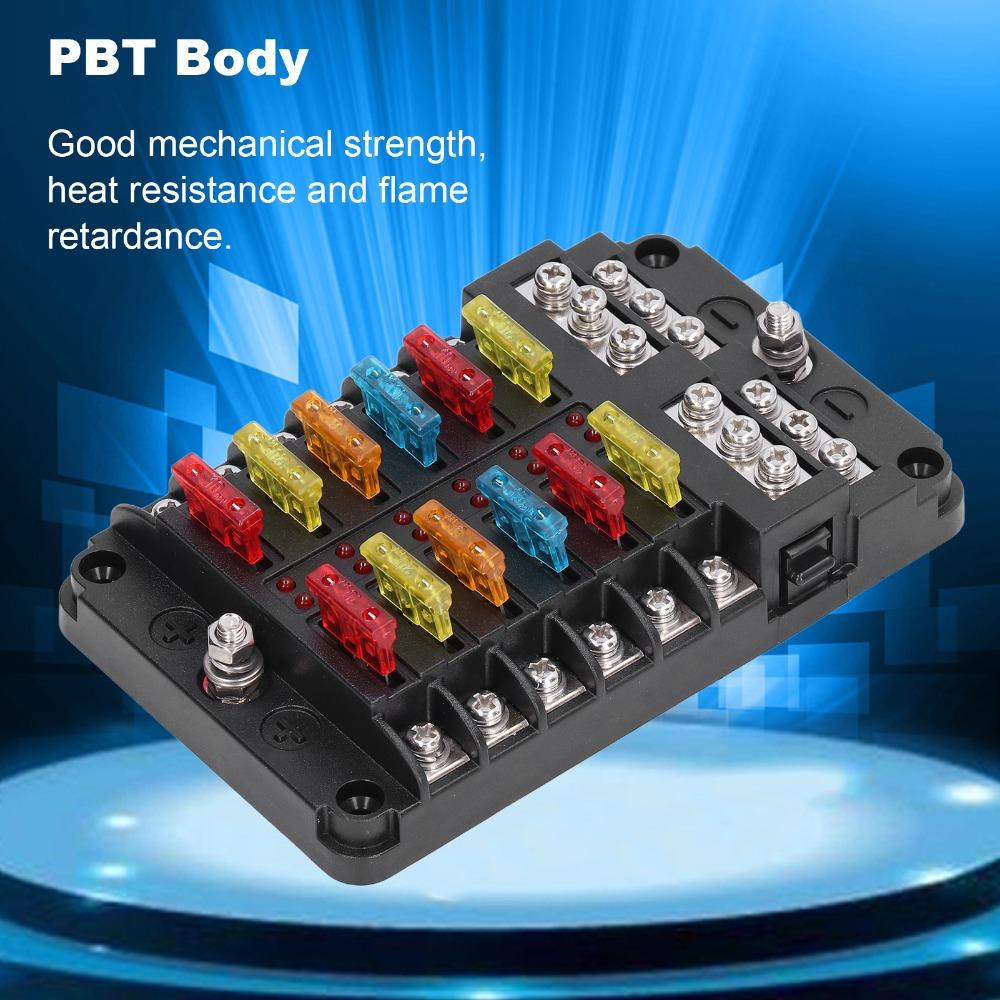 LED Indicator Fuseing Box Holder 12 Way Fuseing Panel Universal Fuseing Block  RV Trailer