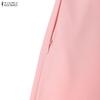 ZANZEA Women Casual Square Collar Splice Short Sleeve Elegant Dress