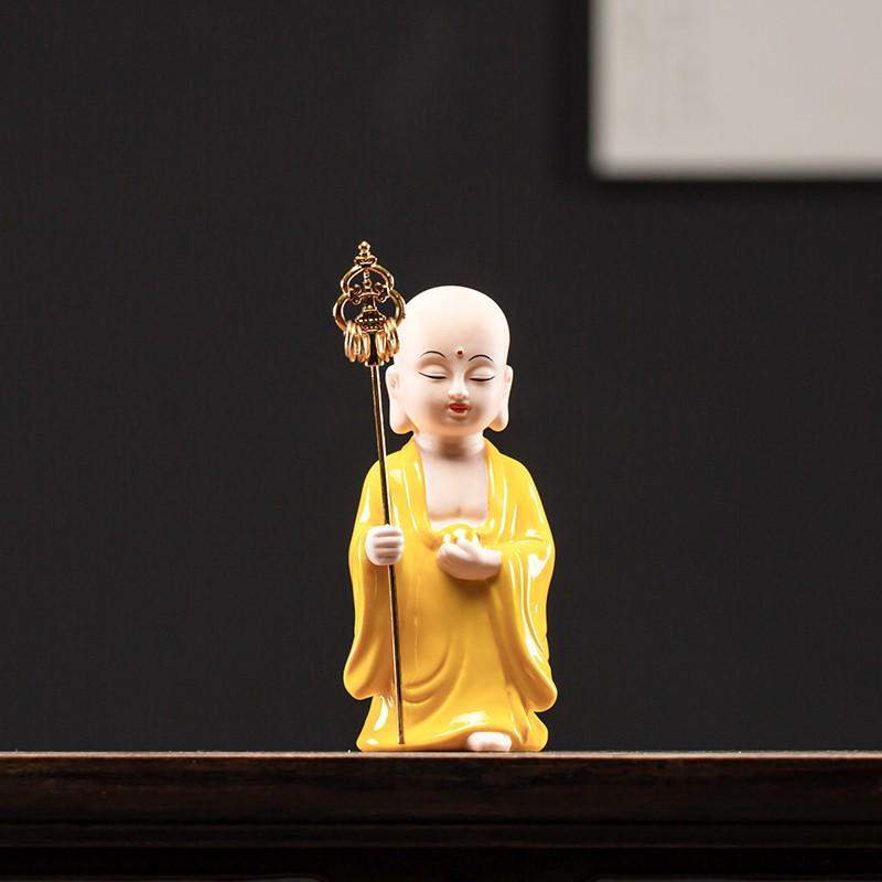 Keramik Ksitigarbha Kung Bodhisattva Staty - Zen Buddha Hög kvalitet Hem Rum Kontor Feng Shui Dekoration Figur Staty