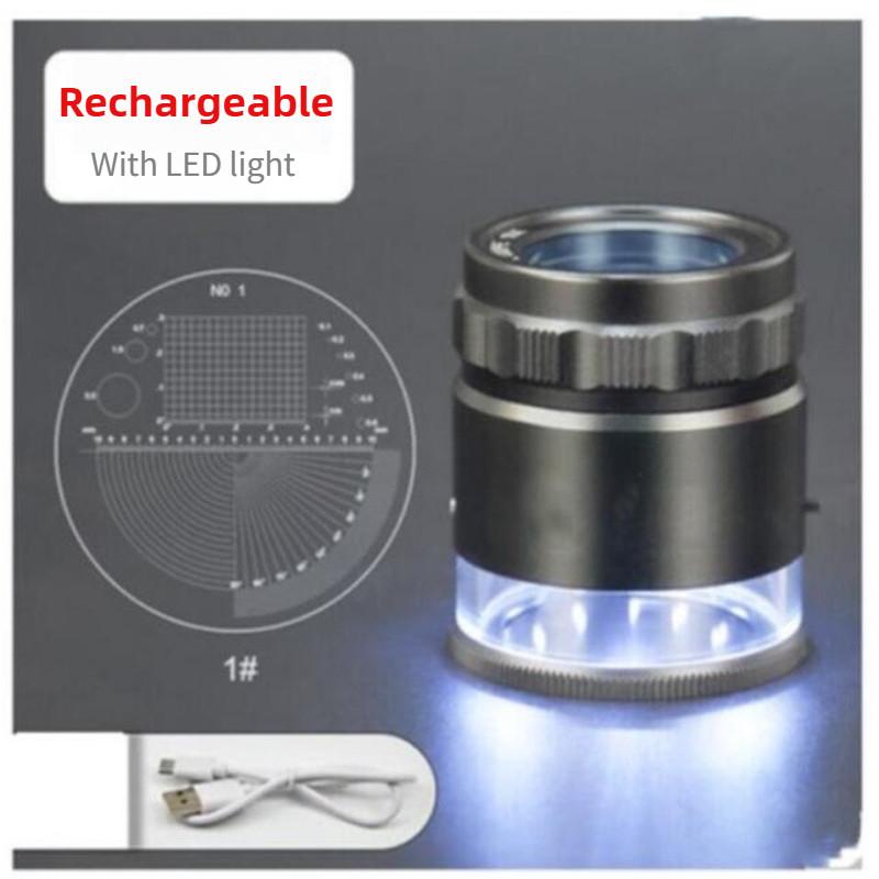 10-fache HD-Zylinderlupe mit Licht, verschiedene Messskalen, tragbar, USB-Ladefunktion, optische Lupe