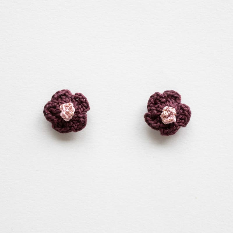 MERRYMOTIVE Wine and Rose Flower Knit Earring