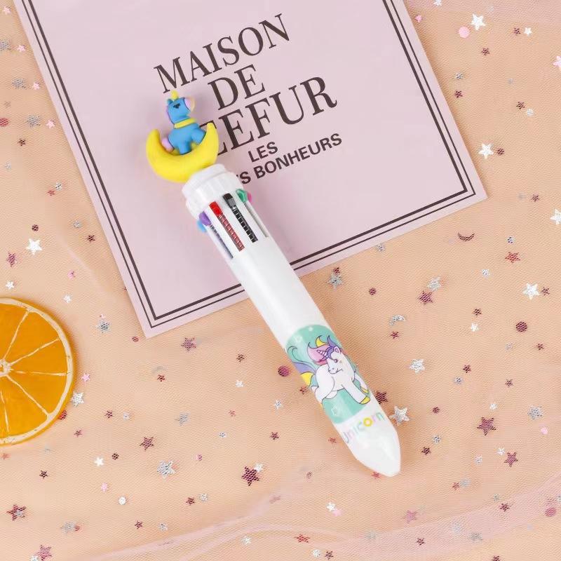 Ten-color Ballpoint Pen Girl Heart Cartoon Press Multi-color Pen Multi-function Color Handbook Pen Creative Cute Pen