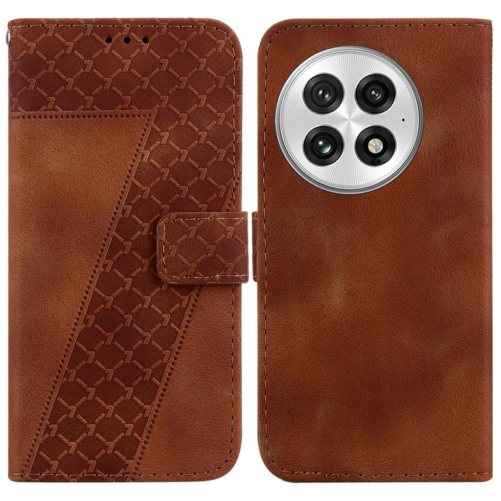 For OnePlus 13 Stand Case 7-Shaped Pattern Imprint Leather Phone Cover