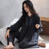 Pajamas women's spring and autumn pure cotton long-sleeved high-end elegant mother large-size loungewear autumn and winter plaid noble suit