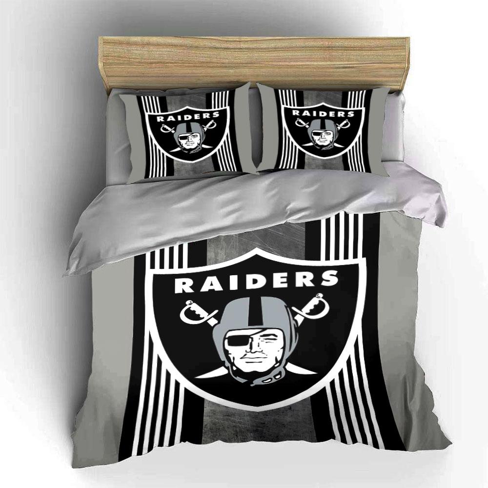 "Scudo Logo Raiders Neri" Set Copripiumino Biancheria da Letto Copripiumino Federe  (1*Copripiumino 2*Federe, senza piumino)