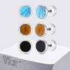Vnox Hypoallergenic Stainless Steel Stud Earrings for Men, Small Round Natural Tiger Eye/Turquoise/Agate Stone Fashion Jewelry