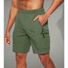 Men Quick Dry Cargo Shorts Elastic Waist Zip Pocket Outdoor Sports Running Casual Shorts