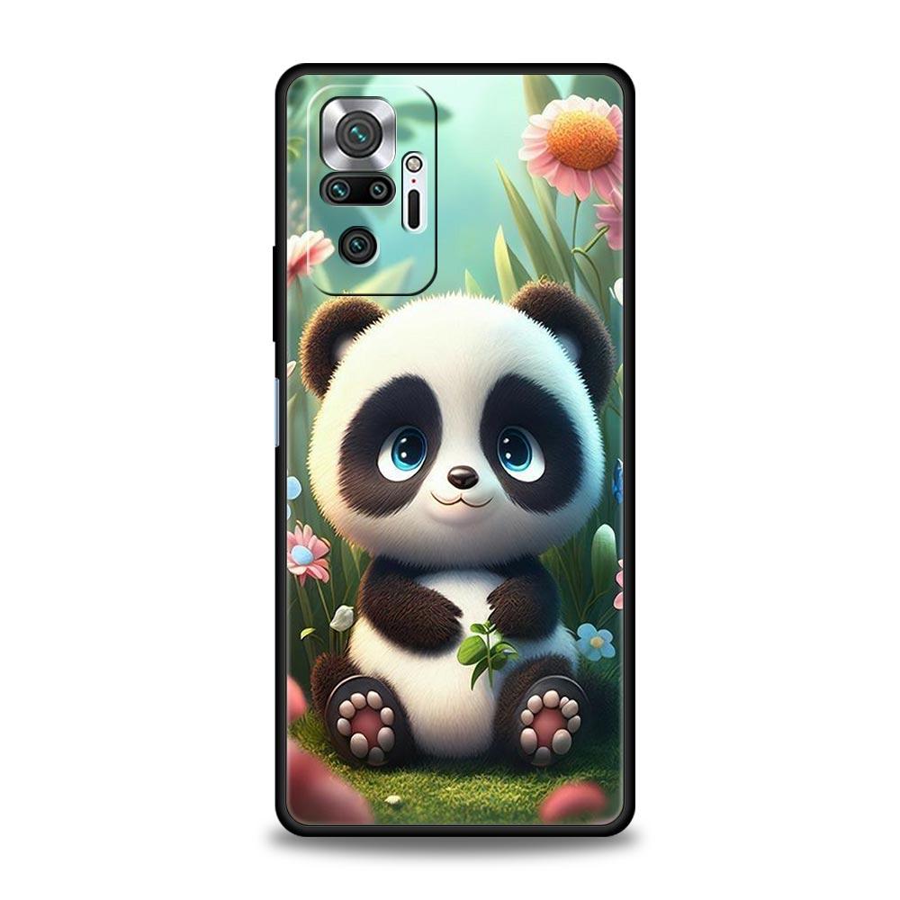 Cartoon Lovely Panda Phone Case For Xiaomi Redmi Note 14 13 5G 10 11 12 Pro Plus 4G 14C 13C 12C 10C Black Cover
