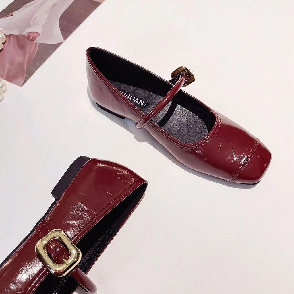 Fashion Flat Shoes Women's Spring Autumn Mary Jane New 2025 Red Plus Size Women's Shoes 41-43 Luxury Ladies Shoes Zapatillas