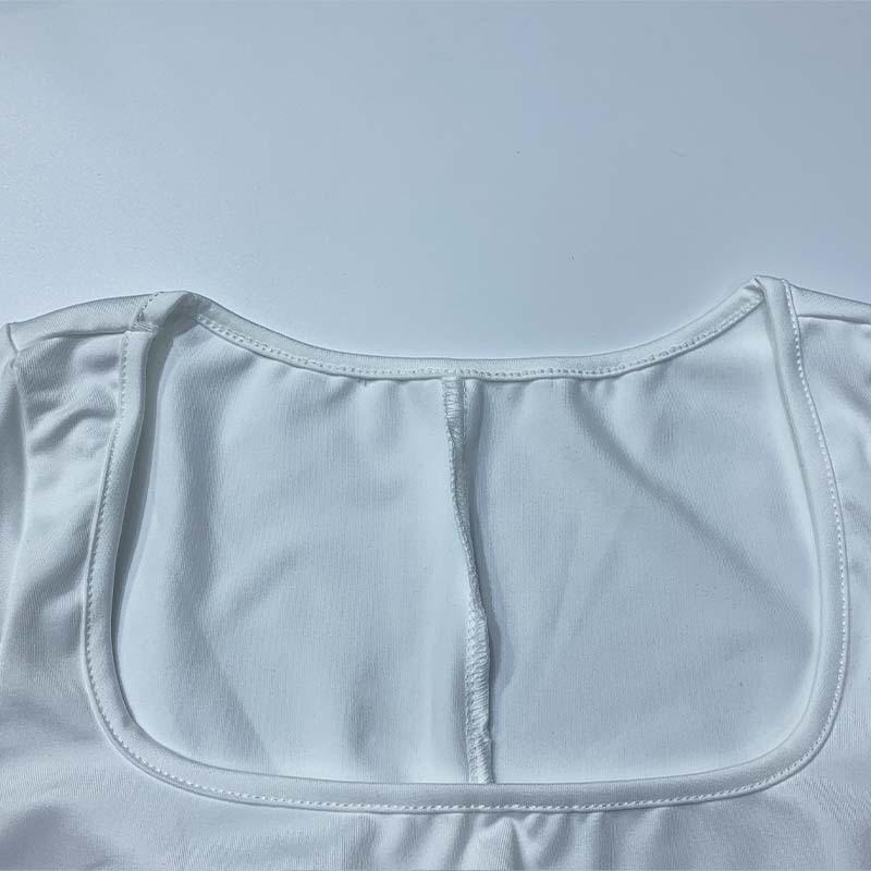 2024 Women's European & American Style Long-Sleeve Square Neck Slim-Fit Pleated Dress