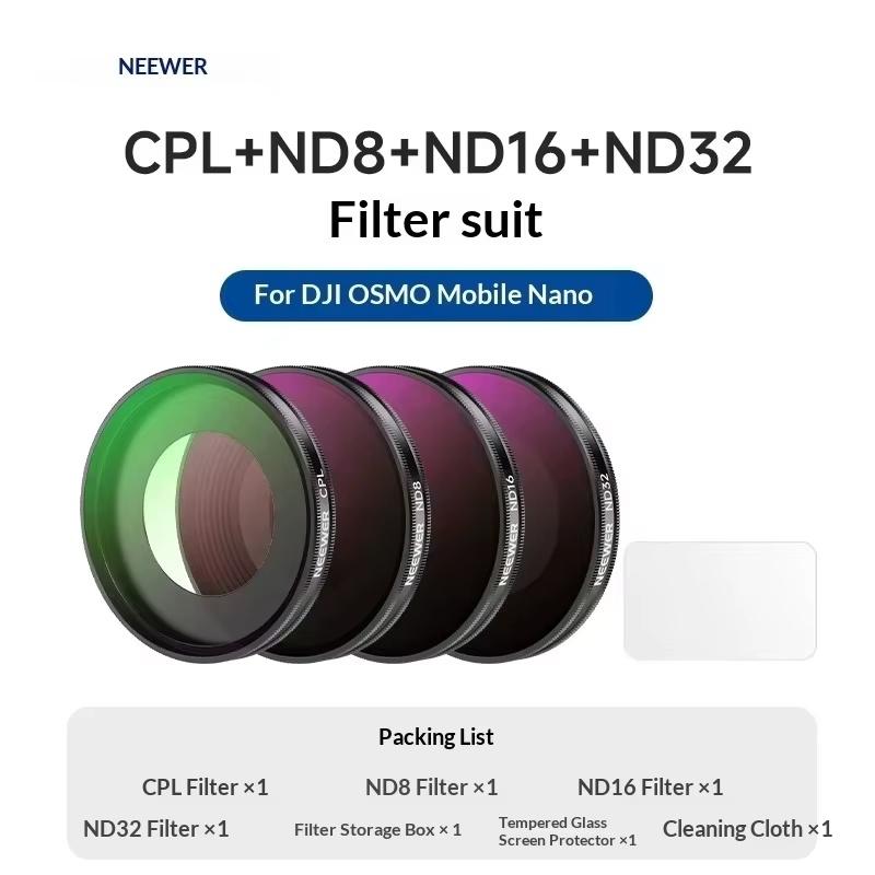 NEEWER For DJI OSMO NANO Filter Set UV/CPL/Black Soft/ND Filter Kit HD Optical Glass With Screen Film For Outdoor Photography
