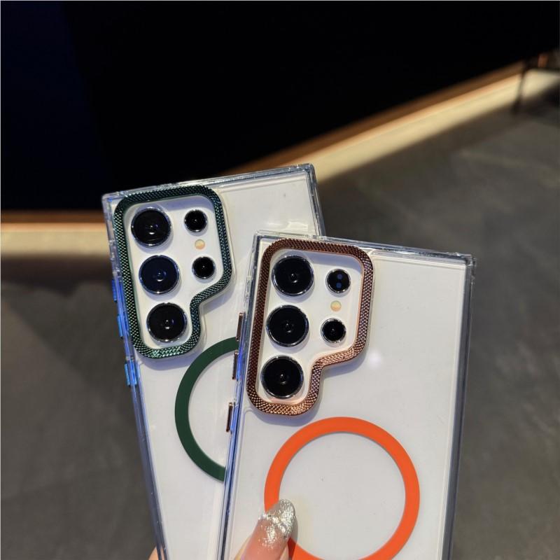 Luxury Transparent Shockproof For Magsafe Case for Samsung Galaxy S25 Edge S24 Plus S23 FE S22 Ultra Magnetic Armor Back Cover