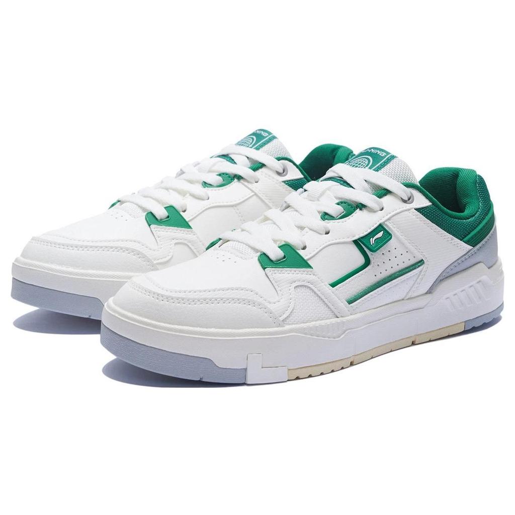 Li Ning ACE V2 Textile, Synthetic Leather Slip Resistant Abrasion Resistant Low top Skateboard Shoes Men's White Green AGCS155-3
