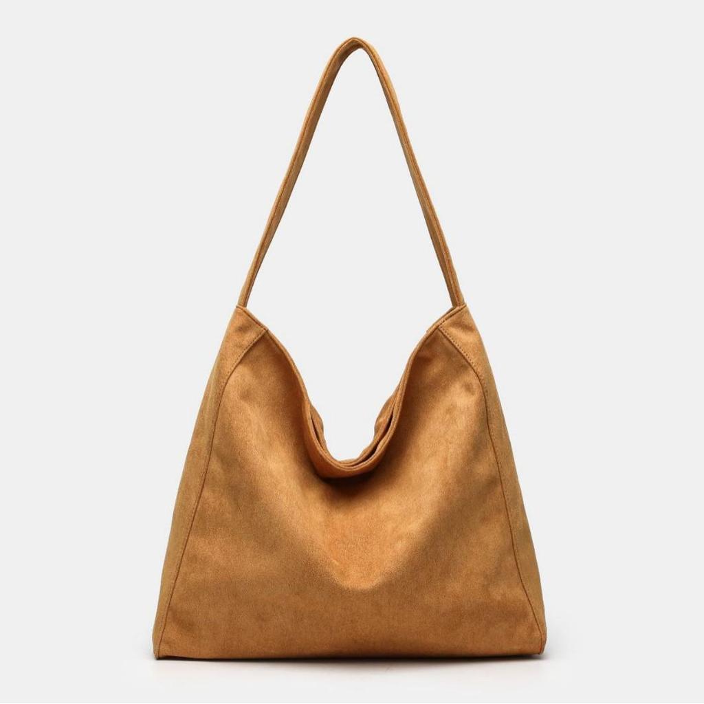 2025 Suede Large-Capacity Retro Shoulder Tote - Solid Color