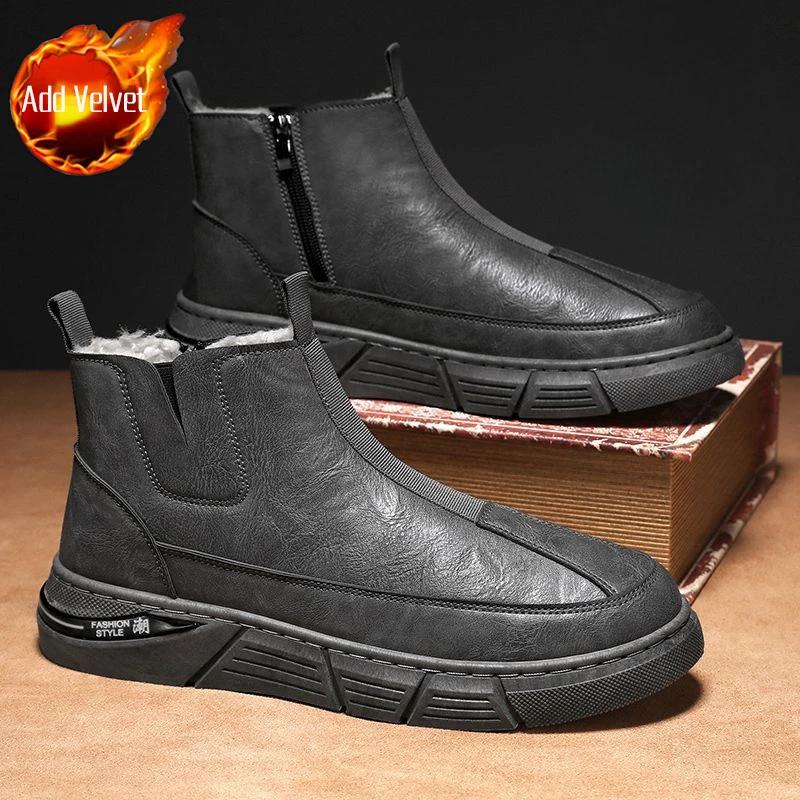 New in Men's Snow Boots Platform Warm Cold Proof Male Winter Shoes Brands Offer Anti Slip Fur Footwear High Quality Sale Luxury