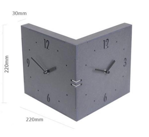 Corner Double-Sided Clock, Handmade Wooden Double-Sided Wall Clock, Stylish Wall Clock, Nordic Style Clock, Interior Decor