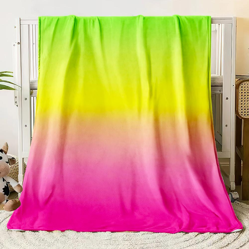 Flannel Blanket Dopamine Gradient Soft Warm Thin Bed Sheet Sofa Cover Artificial Fur Plaid Blanket