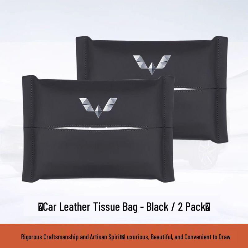 Compatible Tissue Box Bag for Wuling MINI EV, Jiejun, Hongguang, Rongguang Cars - Leather Headrest Pull-out Design