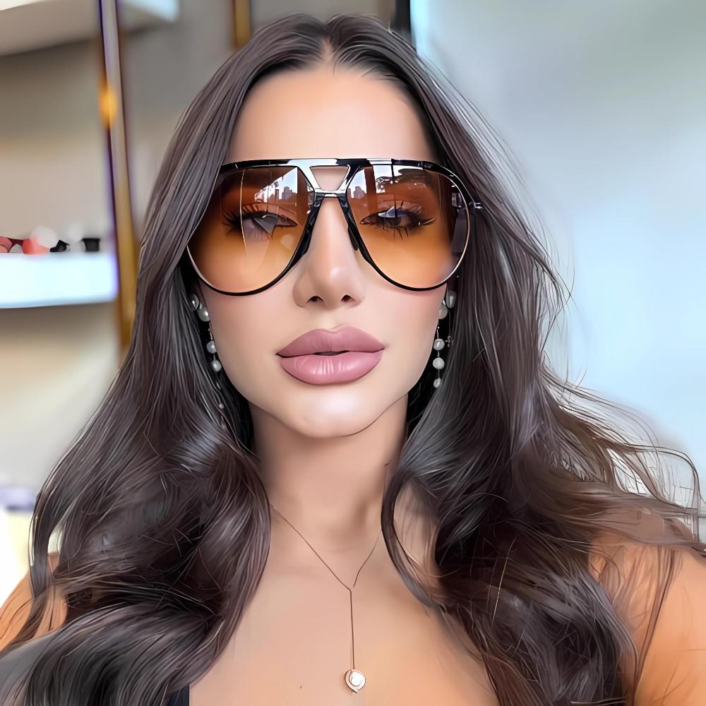 Oversized Pilot Sunglasses for Women Men Retro 70s Shield Sun Glasses UV400 Protection Classic Aviator Style Fashion Accessories