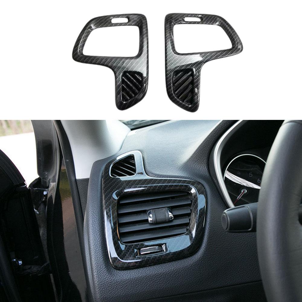 For Jeep Compass 2017 2018- ABS Plastic Car Door Sound Speaker Audio Ring Cover Carbon Fiber Water Cup Holder Frame Trim