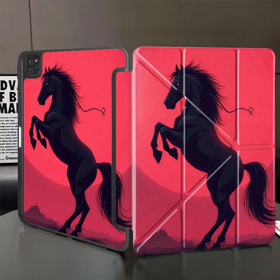 

Чехол-подставка Чехол для планшета Для iPad Pro 2025 Air 4 5 M3 M2 1 2 M4 11 дюймов Pro 11-го 10-го 9-го 8-го 7-го 12,9 дюйма Mini 6 7 Черная Лошадь iPad Mini 7 8.3