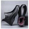Mens Winter Warm Leather Slip-On Boots With Real Sheepskin Lining Thick Sole Casual High-Top Cold Weather