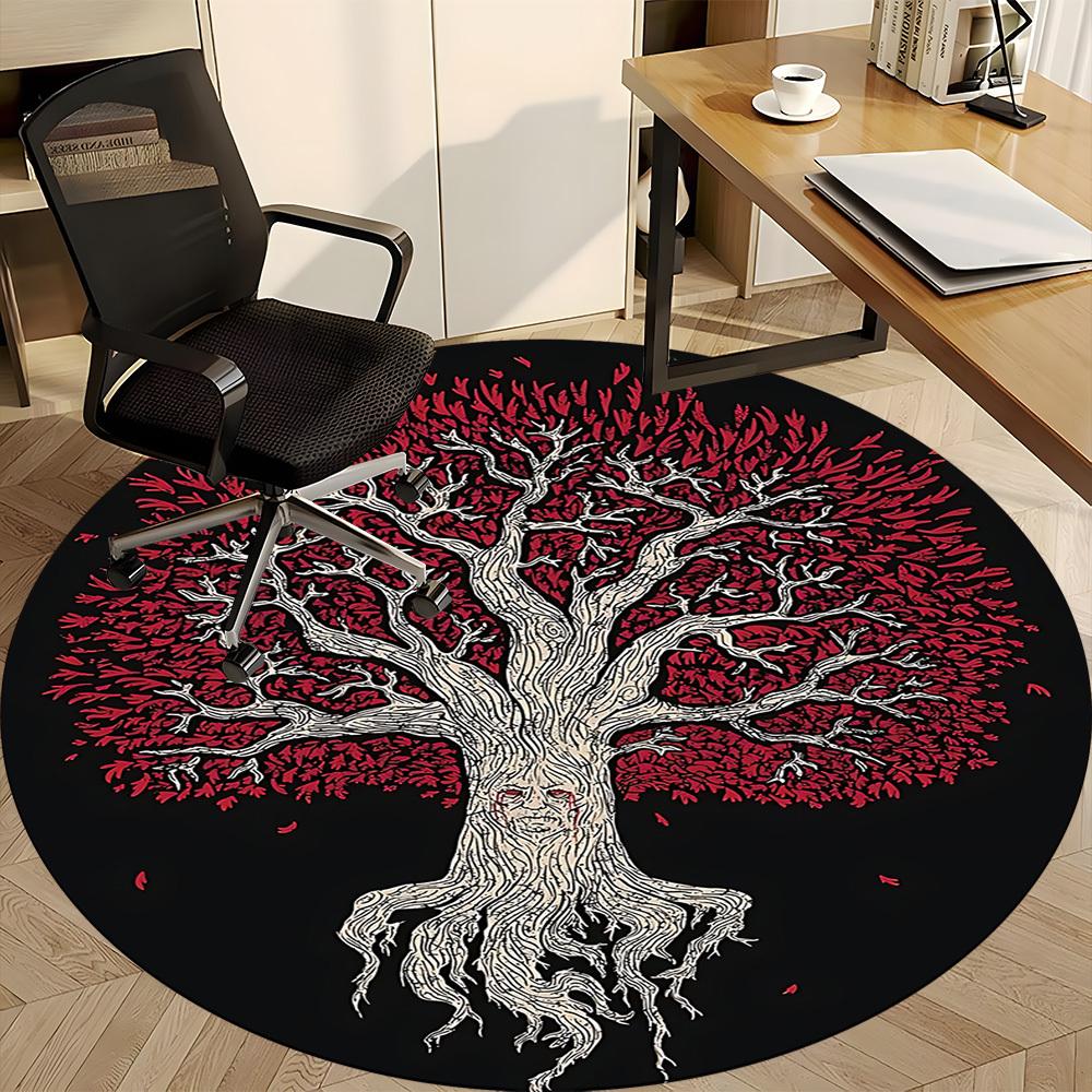 1pc Tree Spirit Office Round Area Rug, Under Office Chairs Bedroom Living Room Home Decor, Room Deco