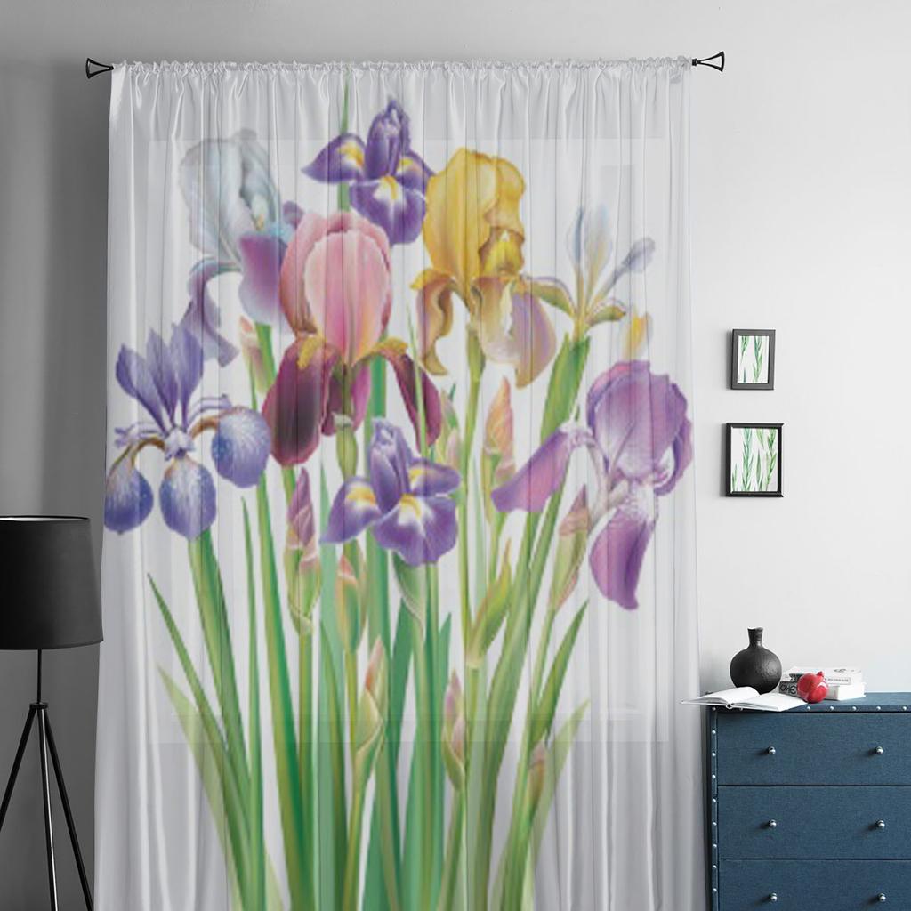 Blumen-schiere Vorhang für Wohnzimmer Moderne Voile Tüll Fenster Vorhänge für Schlafzimmer Küche Vorhänge