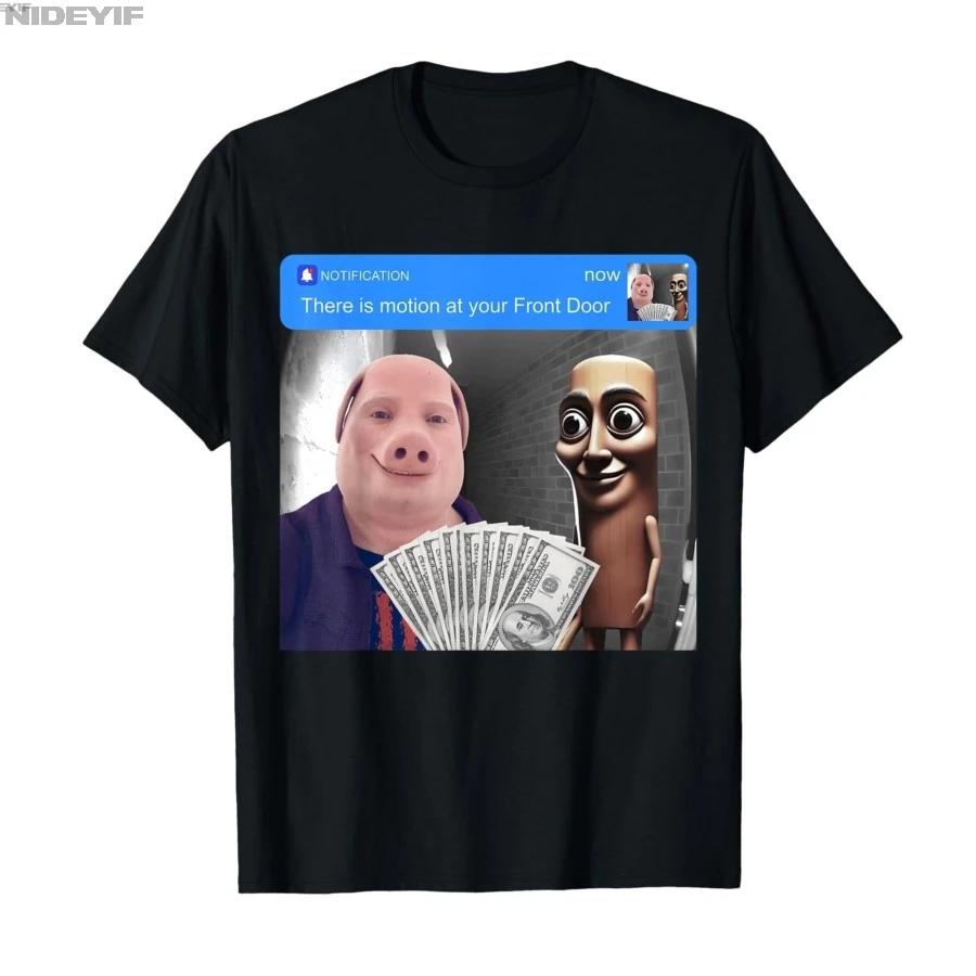 Tung Tung Tung Sahur John Pork Motion At Your Front Door Tshirt For Men Women 100 Cotton T Shirts Short Sleeve Tops 05012