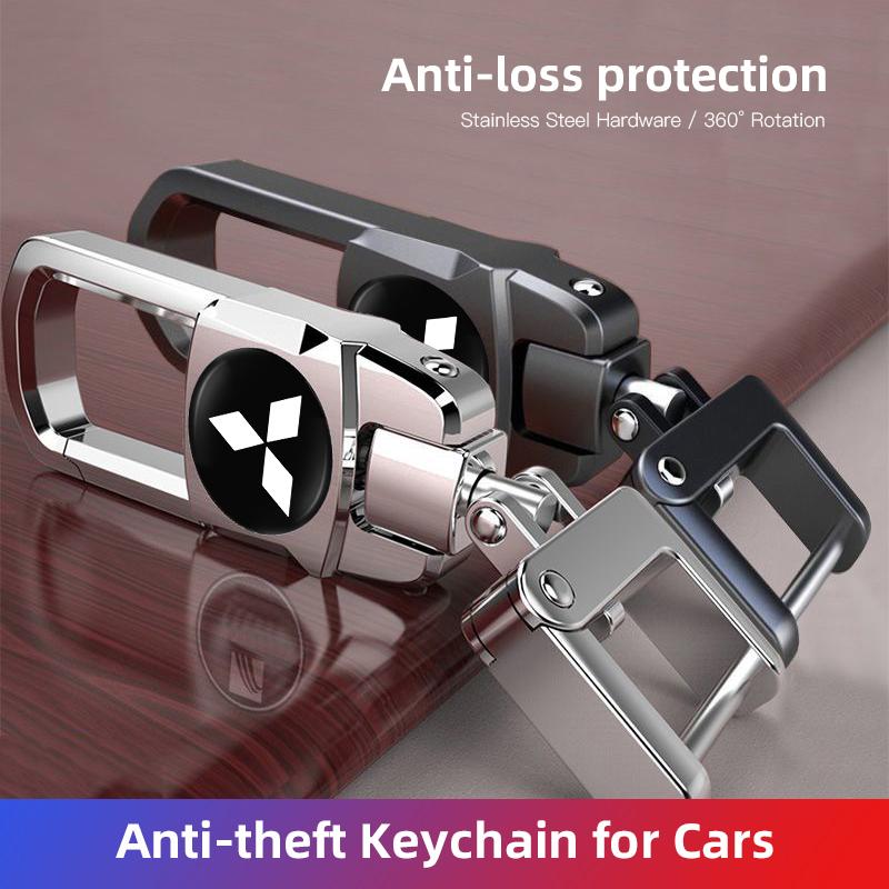 Stainless Steel Car Logo Keychain 3D Decoration Keyring Accessories For Mitsubishi Lancer Ralliart ASX Mirage Pajero Xpander Ex
