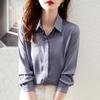 Women's Chiffon Long-Sleeve Satin Shirt - 2026 Spring Design, Hong Kong Style