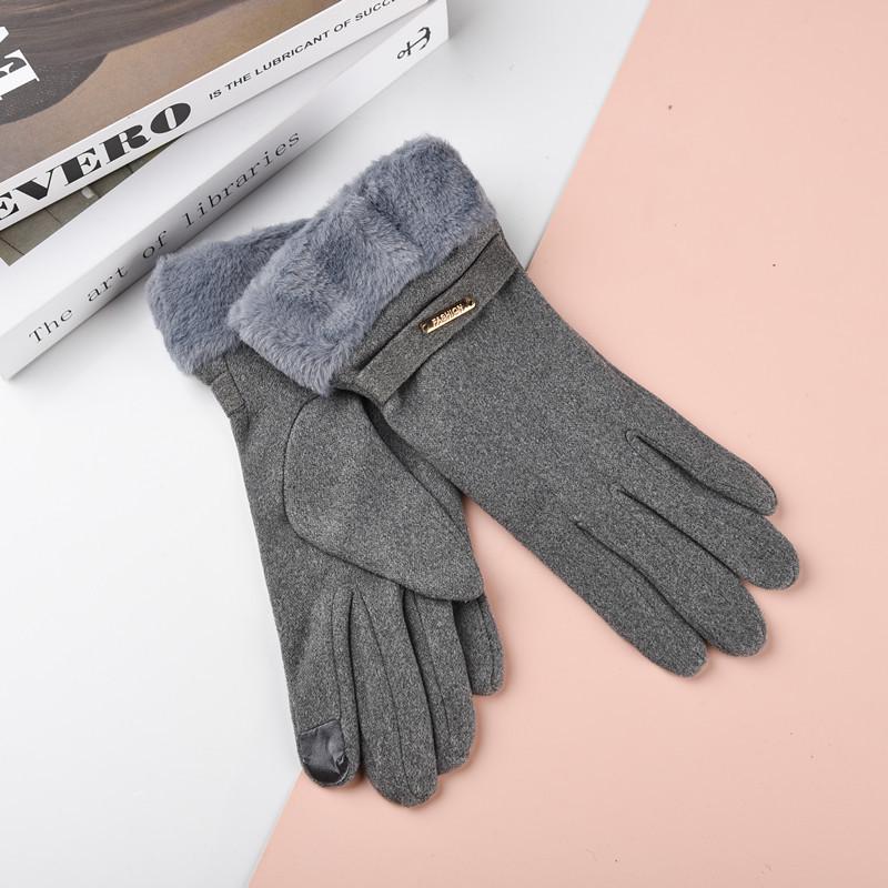Nowe Damskie Rękawiczki z Futra Królika z Ekranem Dotykowym: Styl koreański Jazda na rowerze i jazda samochodem, Urocze podszycie z polaru na zimną pogodę