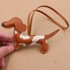 PU Klíčenka Dachshund Ručně vyrobený Zvířecí přívěsek na tašku DIY Štěně PU Kožený Kroužek na klíče Ozdoba na klíče