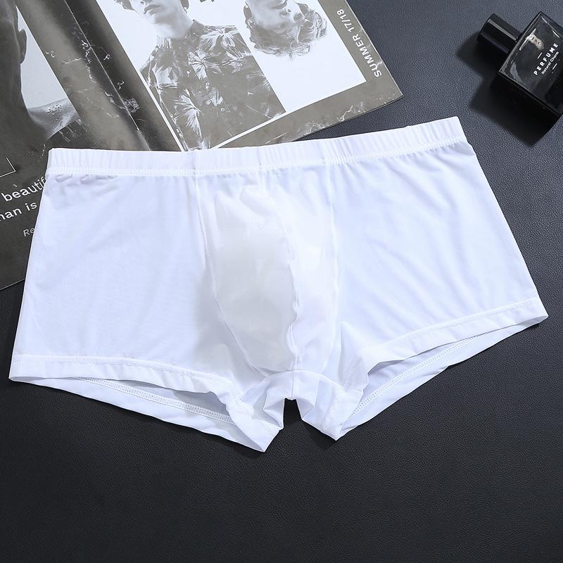 Men's Underwear Ice Silk Flat Angle Pants Transparent Sexy Low Waist Ice Silk Ultra-thin Men's Underwear