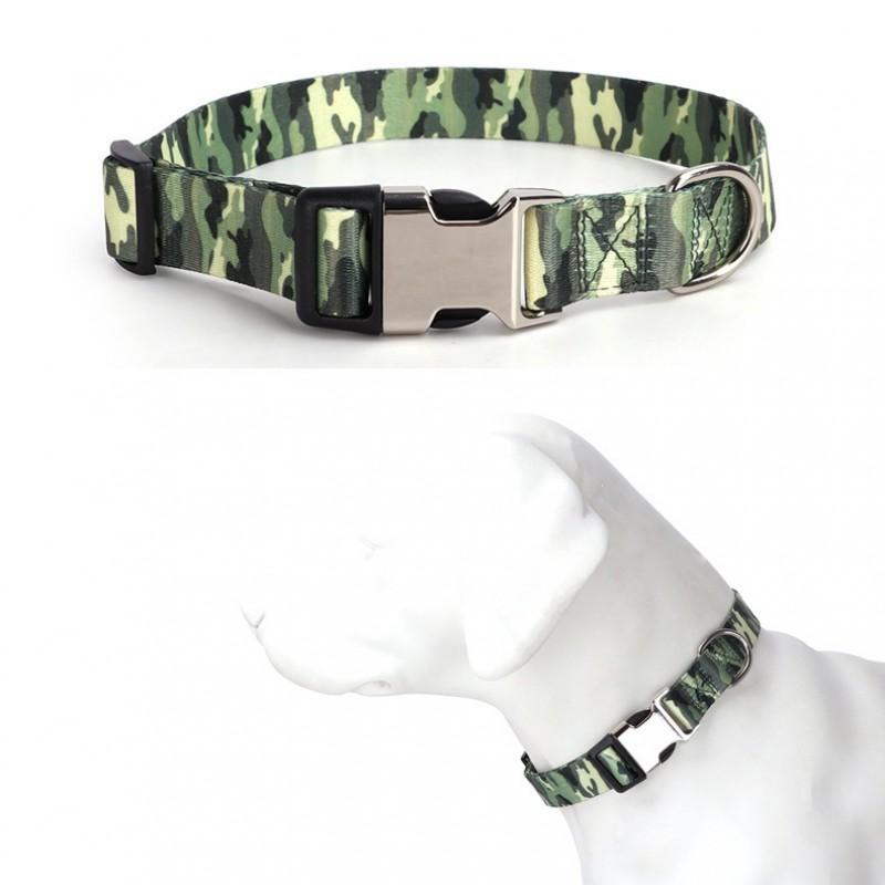 Camouflage Dog Collar Adjustable Half Metal Buckle Pet Outdoor Walking