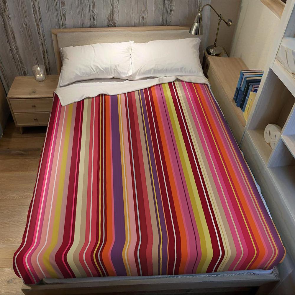 Coral Striped Mosaic Flannel Blanket Warm Soft Halloween Christmas Couch Warm Cozy Decorative Decor Gift for All Season