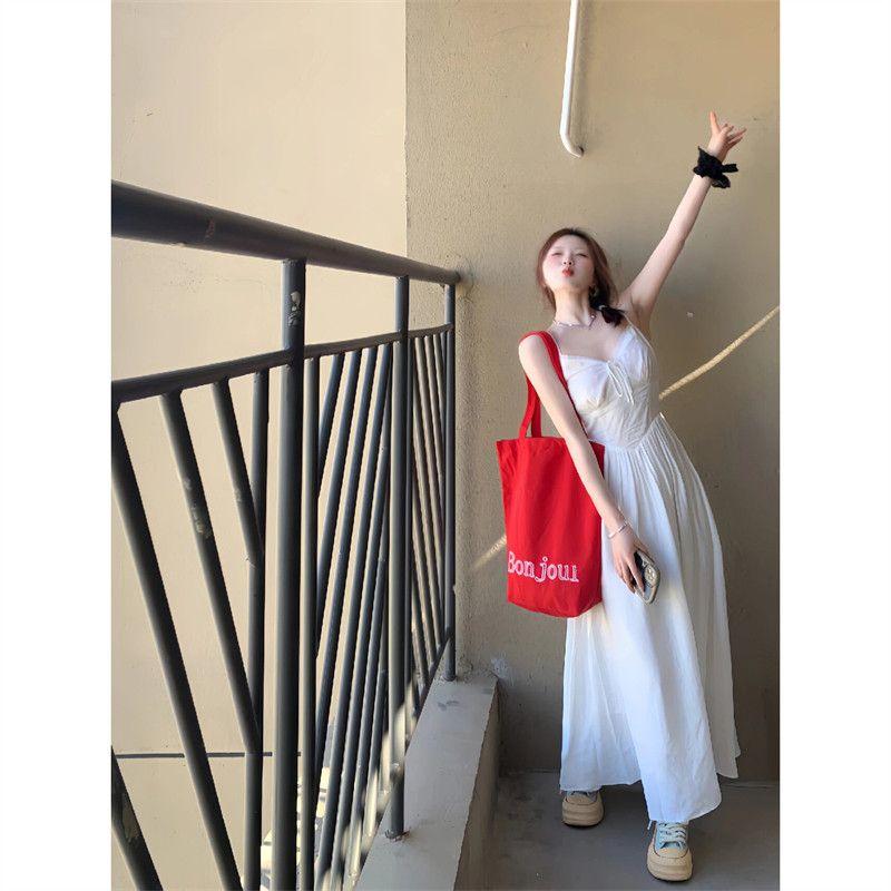 

K-style Ins Style Letter Canvas Bag 2025 New Arrival Minimalist Color Printed Shoulder Bag Large Capacity Totes Red