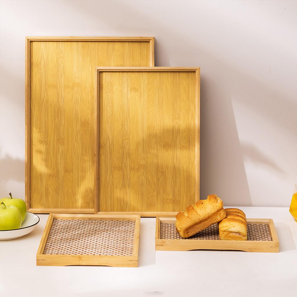 Serving tray bamboo,wooden tray with handles,natural wood printed,Organic Bamboo Serving Tray for kitchen dinner trays, tea tray