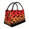 Halloween Bat Print Insulated Lunch Bag Reusable Thermal Cooler Tote For Adults