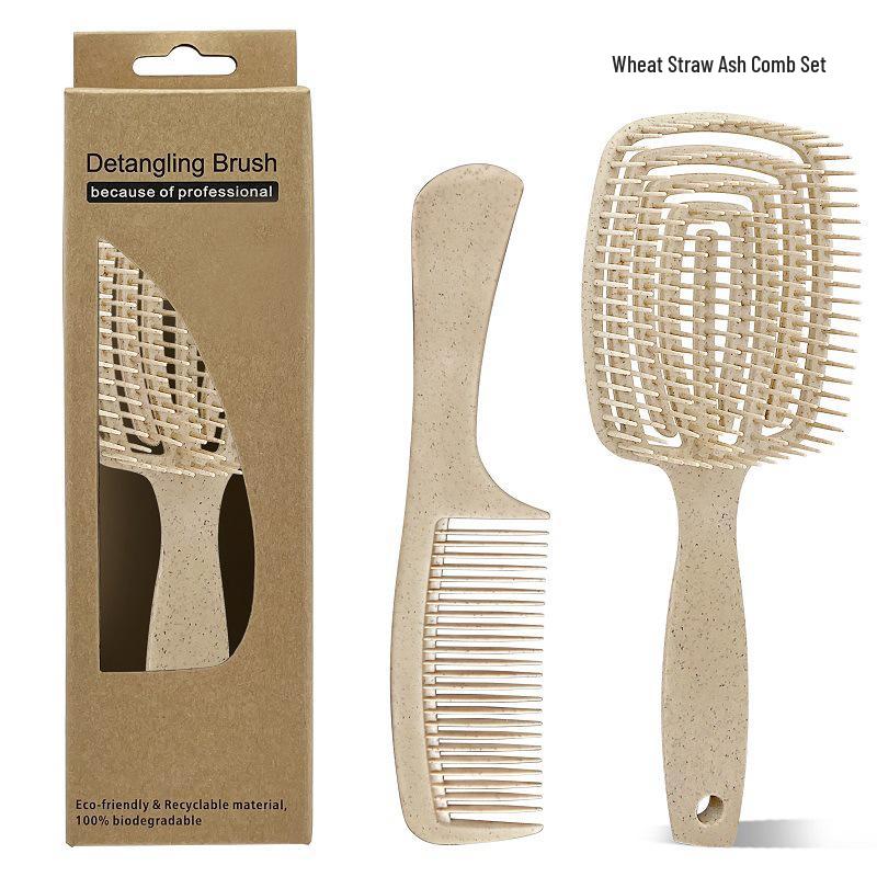 Wheat Straw 3D Stress Relief Massage Comb Set – Smooths & Tames Frizzy Hair