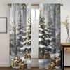 Holiday Forest Christmas Pattern Printed Curtains Window Decorations Home Room Curtain Set Of 2 Made Polyester Washable