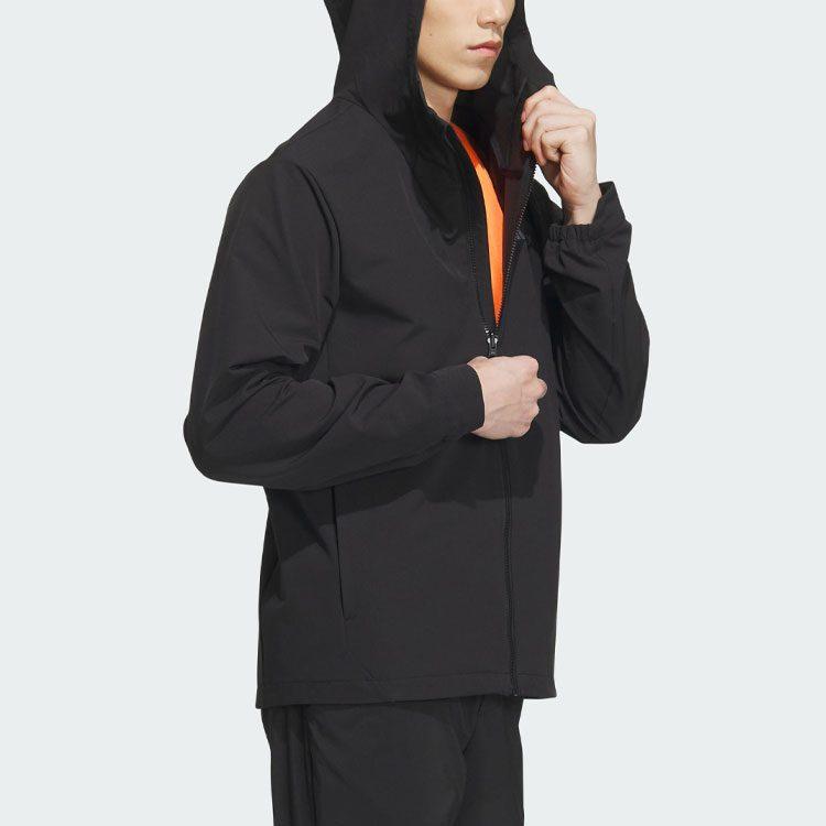 Adidas Solid Color Logo Label Outdoor Fleece Lined Sports Hooded Softshell Jacket Men's Black IL9011