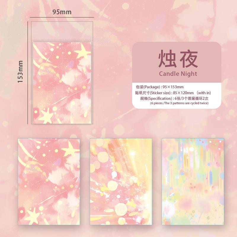 Watercolor Gradient Stickers - 6pcs Beautiful Blend Decals for Journal & Scrapbooking