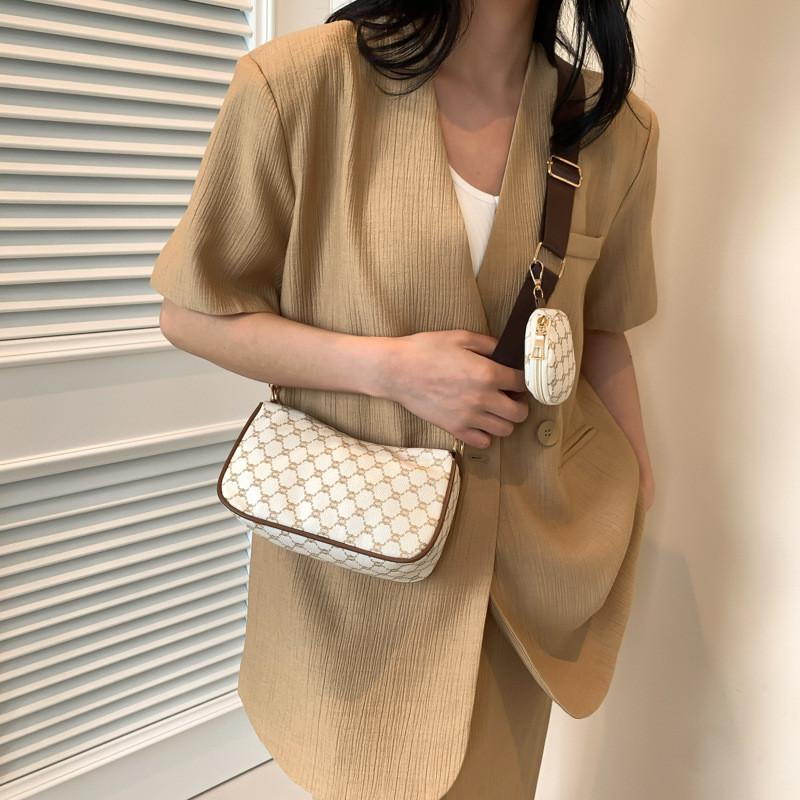 Stylish Street Trend Pu Crossbody Bag For Women Chic Plaid Pattern Small Square Bag