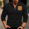 Winter new casual men's half-zipper stand-up collar sticker bag thick sweater pullover