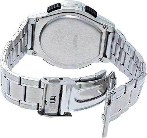 Relógio Masculino Digital Citizen Q&Q MHS5-200 Prata com Energia Solar Radio-Controlado, Resistente à Água, Visor de Data, Pulseira de Metal